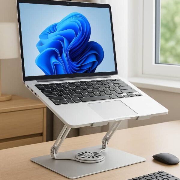 🛒 Support Ordinateur Portable YL-906 Rotatif 360° avec Double Ventilation – Aluminium Premium
